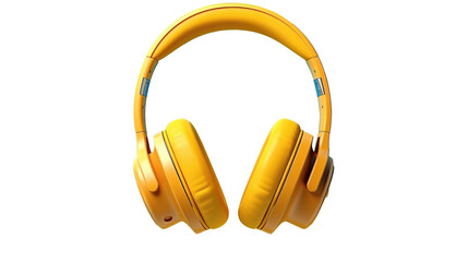 Yellow headphones isolated on a transparent background