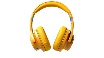 Yellow headphones isolated on a transparent background