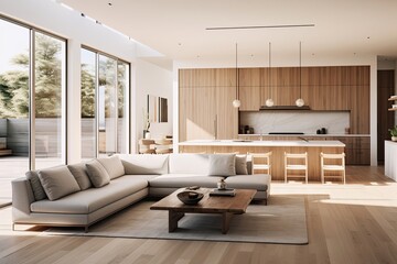 Cozy Living Room with Stylish Furniture and a Stunning Generative AI