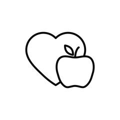 apple icon with heart sign  lose weight icon. diet, sport, liposuction, fitness. 