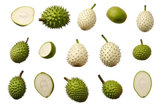 a collection of soursop isolated on a transparent background, generative ai - Powered by Adobe