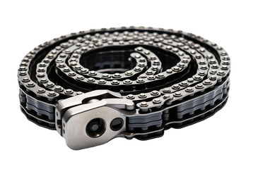Beautiful Shiny Timing Belt Chain Isolated on Transparent Background PNG. - obrazy, fototapety, plakaty