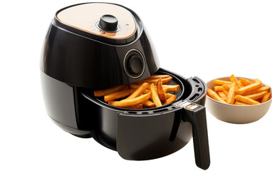 Stunning Black Air Fryer Isolated on Transparent Background PNG.