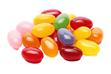 a collection of jelly beans isolated on a transparent background, generative ai