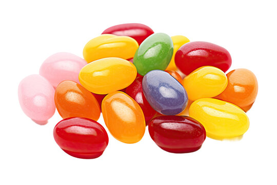 a collection of jelly beans isolated on a transparent background, generative ai
