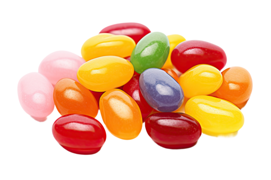 a collection of jelly beans isolated on a transparent background, generative ai