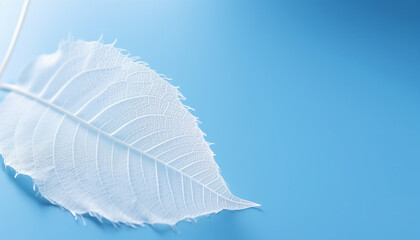 leaf on blue generating by AI technology