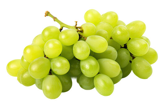 a collection of green grapes isolated on a transparent background, generative ai