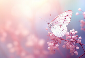 butterfly on pink flower generating by AI technology