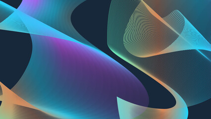 Template aesthetic background gradient blue to purple line wave abstract design. Trendy and modern style.