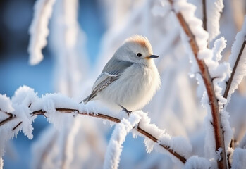 robin in snow generating by AI technology