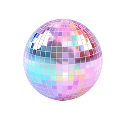 Pastel Retro 70s Disco Ball Isolated on Transparent Background PNG	