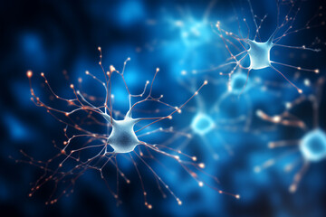 Conceptual illustration of neuron cells - obrazy, fototapety, plakaty