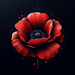 Logo made of red poppies. Generative AI.