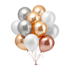white grey gold bronze balloon isolated on transparent background cutout
