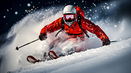 Fototapeta na wymiar Winter sports. A skier on the snow