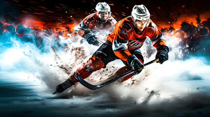 Fototapeta premium Illustration of an ice hockey player