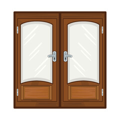 door wooden with glass door illustration
