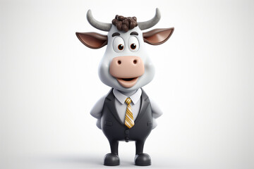 3d character of a business cow