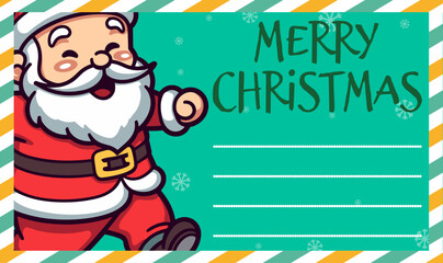 Merry Christmas and Happy New Year Greeting Card: Winter Season Vector with Cute Santa Claus as a Holiday Cartoon Character
