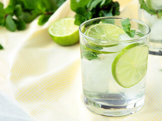 refreshing mojito drink with mint and lime