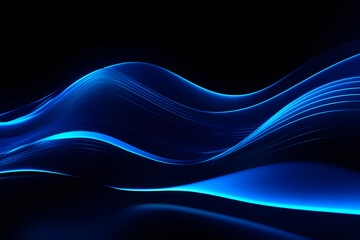 Obraz premium Blue glowing wavy line background. Abstract futuristic wallpaper technology sci fi concept.