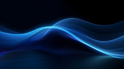 Fototapeta na wymiar Blue glowing wavy line background. Abstract futuristic wallpaper technology sci fi concept.