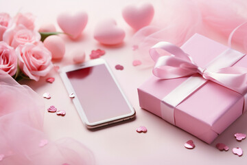 Gifts for Valentine's Day. Mockup, layout.