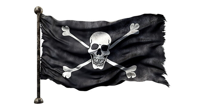 Black pirate flag (Jolly Roger) cut out