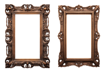 Set of old west intricate wooden frames - early 19th century to the early 20th century - premium pen tool cutout 