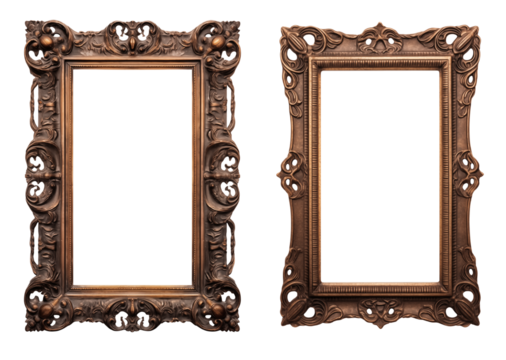Set of old west intricate wooden frames - early 19th century to the early 20th century - premium pen tool cutout 