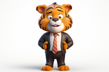 3d character of a business tiger