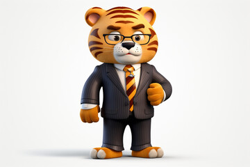 3d character of a business tiger
