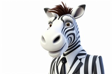 3d character of a business zebra