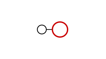 hydroxide molecule, structural chemical formula, ball-and-stick model, isolated image diatomic anion