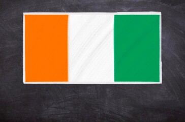 Hand drawn flag of Côte d'Ivoire on a black chalkboard