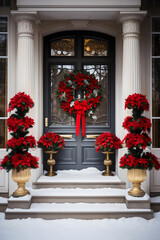 Fototapeta na wymiar christmas wreath hanging on the door