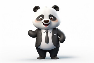 3d character of a panda in business uniform