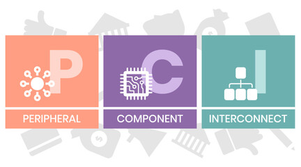 PCI - Peripheral Component Interconnect acronym. business concept background. Vector illustration for website banner, marketing materials, business presentation, online advertising