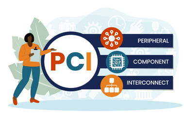 PCI - Peripheral Component Interconnect acronym. business concept background. Vector illustration for website banner, marketing materials, business presentation, online advertising
