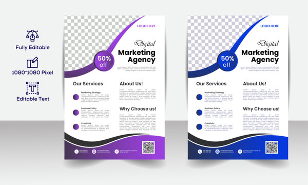Corporate Flyer design template, Modern Stylish business flyer design, Fully Editable two color vector and eps file.