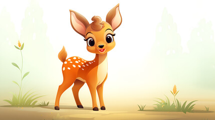 In the Heart of the Jungle: Witnessing the Graceful Presence of a Baby Deer background aai generated