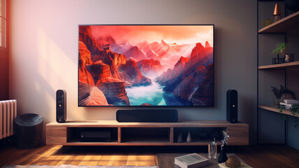 Ai Generated amazing illustration  living room with tv