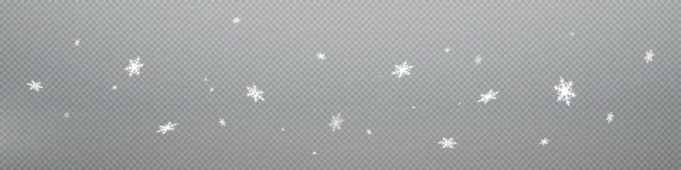 Snow and snowflakes on transparent background. Winter snowfall effect of falling white snow flakes and shining, New Year snowstorm or blizzard realistic backdrop. Christmas or Xmas holidays.	
 - obrazy, fototapety, plakaty