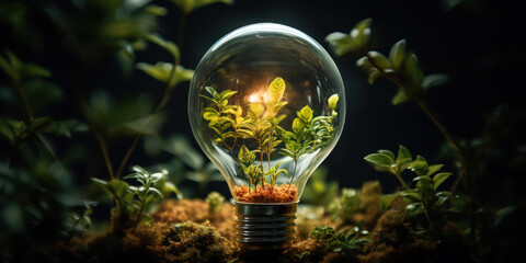 Earth, illustrated within the bulb, glows softly, representing a world powered by sustainable energy