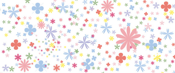 Vector pattern illusration daisy flowers background. Pretty floral pattern for print. Flat design vector.