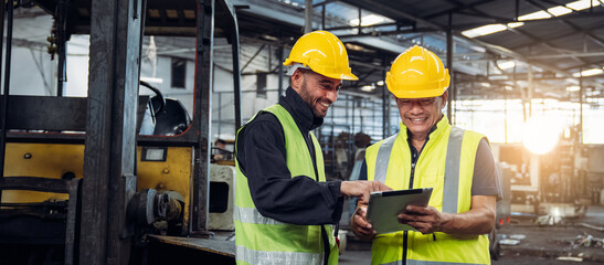Mechanical technicians are maintaining the engine. Engineer checking Material or Machine on Plant....