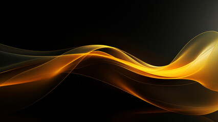 Abstract golden glowing waves design with smooth curves and soft shadows on clean modern background. Fluid gradient motion of dynamic lines on minimal backdrop