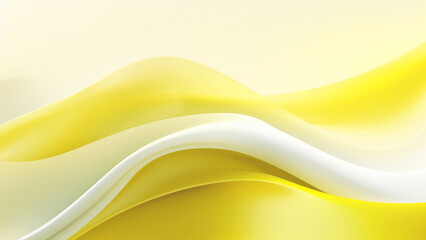 Abstract lemon yellow waves design with smooth curves and soft shadows on clean modern background. Fluid gradient motion of dynamic lines on minimal backdrop
