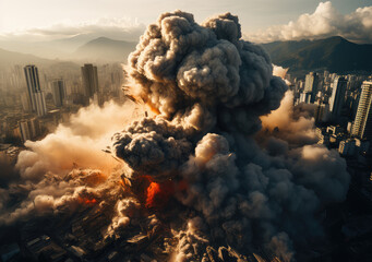 A Building Demolition and Explosion Poster, Capturing the Fierce Dance of Destruction and Change, Crafted by Generative AI
